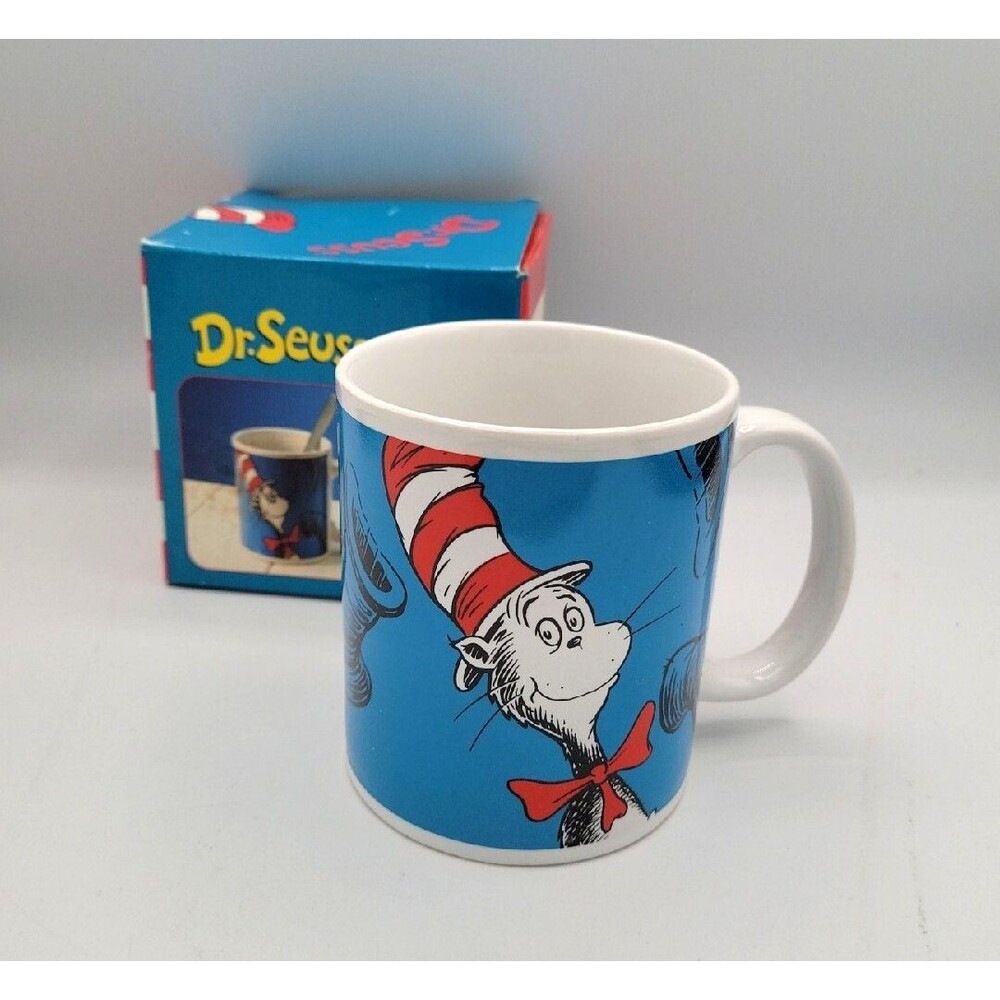 Dr Seuss Coffee Cup Mug Cat in the Hat w/ Box Blue Collectible12oz